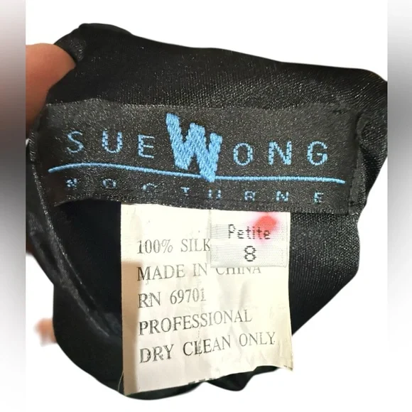 Vintage Sue Wong 100% Silk Beaded Cocktail Dress 8P NWT Black Gold Sequin - Picture 8 of 9